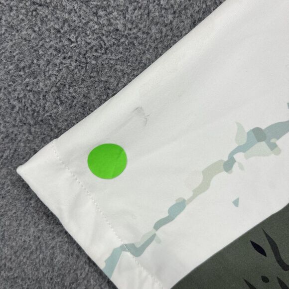 Porter & Ash Kinetic Stretch Shirt Mens Medium Short Sleeve Abstract White Green - Picture 13 of 16